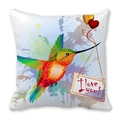 Weiße quadratische Kissenhülle mit buntem Kolibri und I love you Kunstdruck - 45x45 cm / Künstlerischer Kolibri (7)