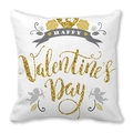 White Valentine's Day pillowcase with golden glitter Happy Valentine's Day text and cupids - Gold Glitter Cupid (13) / 45x45cm
