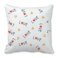 Peach skin pillowcase featuring LOVE lettering and colorful hearts on white grid fabric - Grid LOVE Red Orange Hearts (10) / 45x45cm