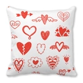 Funda de cojín cuadrada con corazones rojos dibujados a mano y flecha de Cupido - Corazones con Alas Graffiti (19)