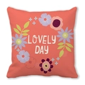 Pink peach skin pillowcase featuring floral prints and white Lovely Day text on coral background - Lovely Day Floral Pattern (19)