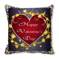 Purple Valentine's Day pillowcase featuring a red heart and golden Happy Valentine's Day text - Purple Texture Gold Vines Red Heart Style (15)