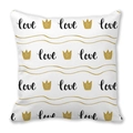 Square peach skin pillowcase with gold crown and love script pattern for Valentine gift - 45cmx45cm / Style 8 (Crown Love)