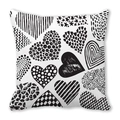 Federa bianca con motivi a cuore neri disegnati a mano in stile pois e strisce - Stile cuore multitrama bianco e nero (21)