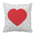 Square Valentine pillowcase with red heart and Love you script on peach skin fabric - 45x45cm / Heart All-over Print Style (15)