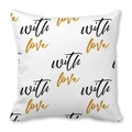 Housse de coussin carrée en peau de pêche blanche avec motif doré With Love - Impression Répétée With Love (20) / 45x45 cm
