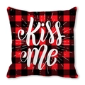 Red and black buffalo plaid pillowcase with white kiss me handwritten art lettering - Kiss Me Style (16)