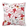 Square peach skin pillowcase with Valentine's Day hearts and multi-language Love motifs - Multilingual Holiday Elements (15)