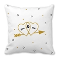 White peach skin pillowcase featuring golden heart and black you & me text design - 45cmx45cm / Style 9 (You & Me Arrow)