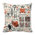 Valentine's Day pillowcase featuring retro Cupid and red hearts on peach skin fabric - Vintage Cupid Western Pattern (11) / 45x45cm
