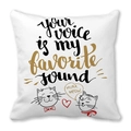Sweet cat Valentine's Day peach skin cushion cover with your voice is my favorite sound quote - 45x45cm / Your Voice Is My Favorite Sound Style (7)
