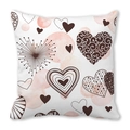 Federa in pelle di pesca con motivi a cuore romantici e punti acquerello rosa - Stile macchia rosa cuore marrone (22)