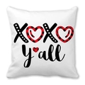 Square white peach skin pillowcase with XOXO buffalo plaid heart print for Valentine - XOXO Y'all Plaid Style