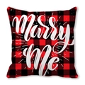 Buffalo plaid cushion cover with Marry Me white script for proposal decoration - Marry Me Style (17)