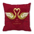 Pink peach skin pillowcase with red heart flamingo design and Be My Valentine text - Golden Flamingo Style (21)
