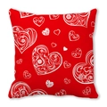 Square red decorative pillowcase with white filigree heart patterns for Valentine's Day - Exquisite Filigree Heart (15)