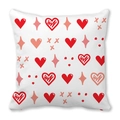 Funda de cojín de piel de melocotón con lindo estampado de corazones rojos y rosas - Estrellas y Corazones Dibujados a Mano (21)