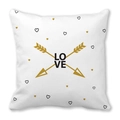 White peach skin pillowcase featuring gold arrows, black LOVE text and heart patterns - 45cmx45cm / Style 11 (Cross Arrow)