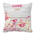 Valentine Peach Skin Square Pillowcase with Love Hearts and Letters Print Design - Light Wood Grain Pink Heart Envelope (13) / 45x45cm