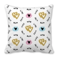 Housse de coussin peau de pêche avec texte Made With Love et motifs cœurs - Style double cœur doré Made With Love (13) / 45x45cm