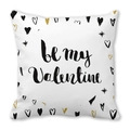 Peach skin pillowcase with 'Be My Valentine' heart and gold stars design - 45x45cm / Black Gold Heart Star Be My Valentine Style (9)