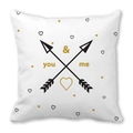 White square pillowcase featuring golden arrows and 'you & me' heart design - 45cmx45cm / Style 12 (You & Me Decor)