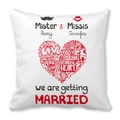 White wedding throw pillow cover with red heart word cloud design and marriage theme - Wedding Theme English Word Cloud Style (19)
