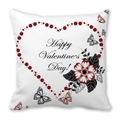 Peach skin pillowcase featuring Happy Valentine's Day red heart and floral pattern - Geometric Heart Butterfly Floral (14) / 45x45cm