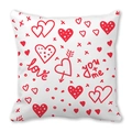 Funda de cojín cuadrada de San Valentín con corazones rojos y flechas de Cupido - Diseño Love y You+Me (23)