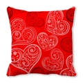 Square peach skin pillowcase featuring red heart patterns with floral and vine details - Romantic Vine Small Flower Heart (17)