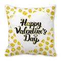 Housse de coussin cœur doré Saint Valentin avec texte imprimé Happy Valentine's Day - Souhait de Fête Cœur Pailleté (24) / 45x45 cm