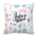 Peach skin pillowcase with Share the Love cartoon patterns for Valentine's decoration - Pink Blue Illustration Share the Love (21)