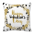 Square Happy Valentine's Day pillowcase with gold rose wreath and heart pattern - 45x45cm / Gold Rose Wreath Happy Valentine Style (10)