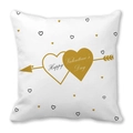 Peach skin Valentine's Day pillowcase with gold arrows and interlocking hearts design - 45cmx45cm / Style 13 (Through Heart)