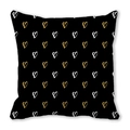 Square black peach skin pillowcase with white and gold heart patterns in grid layout - Black Gold Grid Hearts (17)
