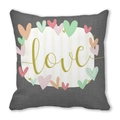 Pink Happy Valentine's Day peach skin pillowcase with gray love pattern design - Multicolor Nordic Heart Style (24)