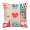 Valentinstag Kissenhülle aus Pfirsichhaut mit Liebesvögeln und Cupcake-Mustern - 45x45 cm / Romantic Grid (12)
