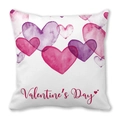 Valentine's Day throw pillow cover with watercolor heart patterns in purple and pink - Watercolor Multicolor Hearts (15) / 45x45cm