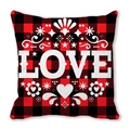 Red and black plaid heart LOVE pillowcase with heart and star patterns - Love Snowflake Style (20)