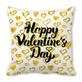 Housse de coussin Happy Valentine's Day dorée avec cœurs et lèvres à paillettes - Design Cœur Lèvre Poudre Dorée (25) / 45x45 cm