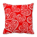 Red heart peach skin pillowcase with white floral vine patterns for Valentine's Day - Sketchy Floral Vine Heart (18)