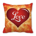 Peach skin square pillow case featuring a large red love heart and artistic Love script - Orange Yellow Radiant Light Red Heart Style (14) / 45x45cm
