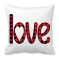White love heart pillowcase with buffalo plaid letters for Valentine home decor - Love Plaid Heart O Letter Style