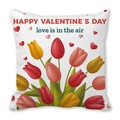 Happy Valentine's Day peach skin pillowcase with colorful tulip flowers and love text - Tulip Flower Cluster Happy Valentine's Day (16) / 45x45cm
