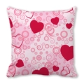 Pink heart pattern throw pillow cover with concentric circles and peach skin fabric - Pink Concentric Spirals (19)