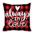 Buffalo plaid pillowcase with white always IN love print and heart pattern - Always In Love Simple Style (21)