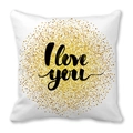 Housse de coussin à cercle doré avec lettrage noir I love you pour la Saint-Valentin - I Love You Poudre Dorée Circulaire (26) / 45x45 cm