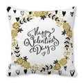 Square peach skin pillowcase with black and gold floral wreath for Valentine's Day decor - 45x45cm / Symmetrical Black Gold Wreath Style (12)