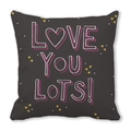 Pink Happy Valentine's Day peach skin pillowcase with 'LOVE YOU LOTS' on dark grey base - Love You Lots Graffiti (26)