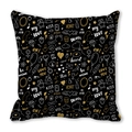 Valentine's heart peach skin pillowcase with black base and gold doodle print - Black Gold Hand-drawn Bear Romantic (19)